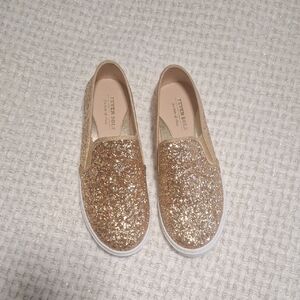 Gold Glitter Slip-On Sneakers 🎉last Chance Item Yard Sale End Of June!